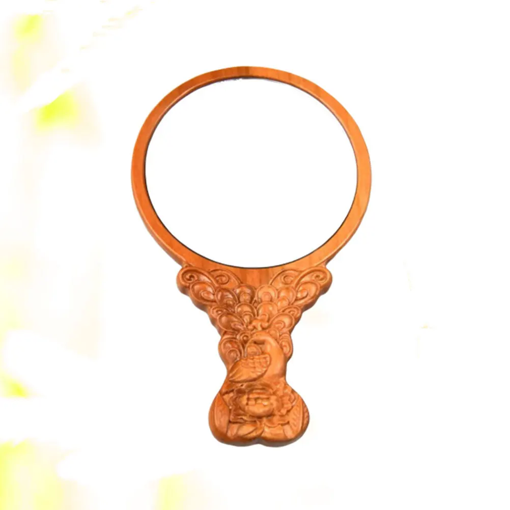 1 Uds. Espejo de maquillaje de madera plegable de 13cm, diseño clásico portátil, espejo de tocador de decoración Natural ecológico