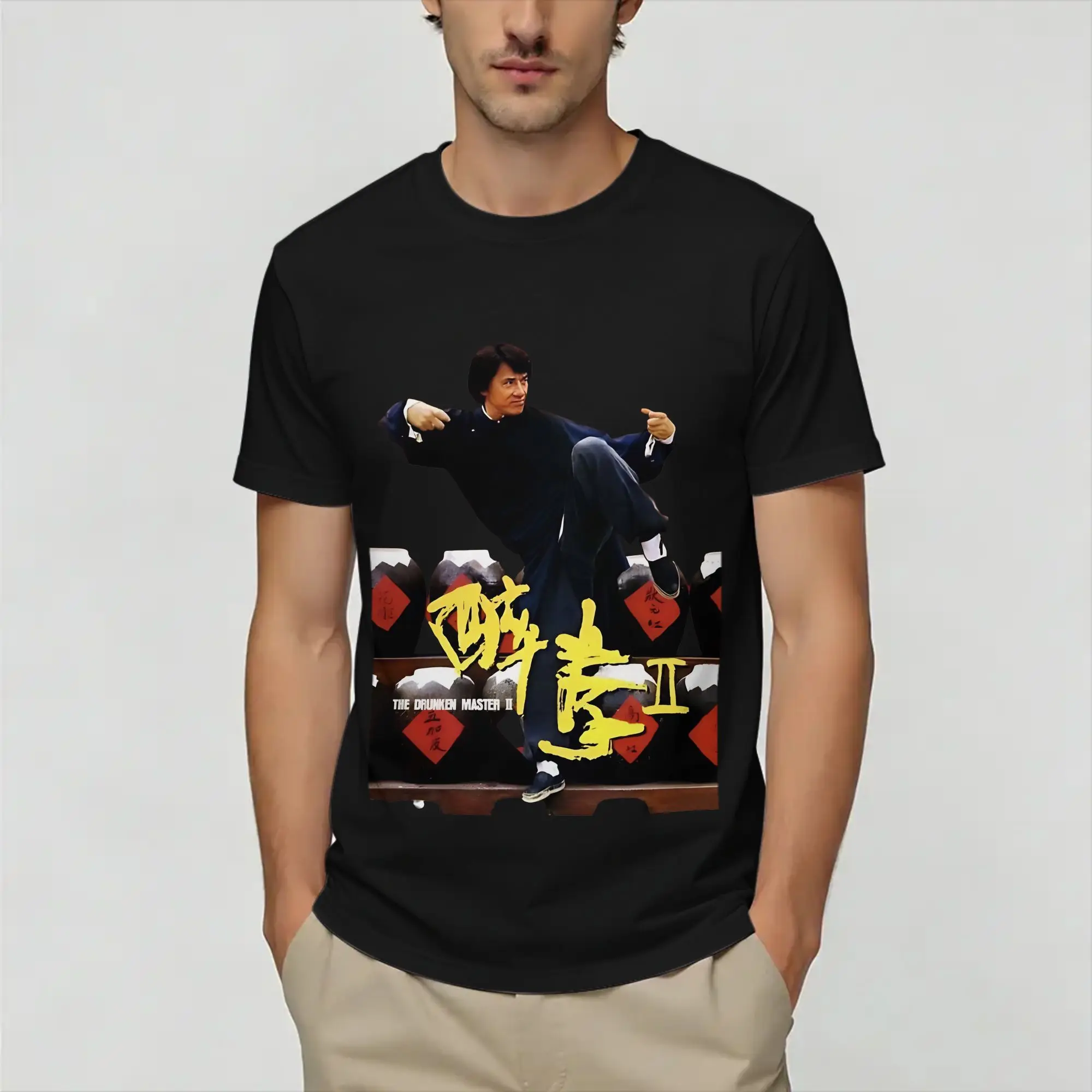 Jackie Chan Drunken Masters T-Shirt Summer  Cotton T Shirts For Mens Harajuku Design Tshirt Short-Sleeved Streetwear Tees