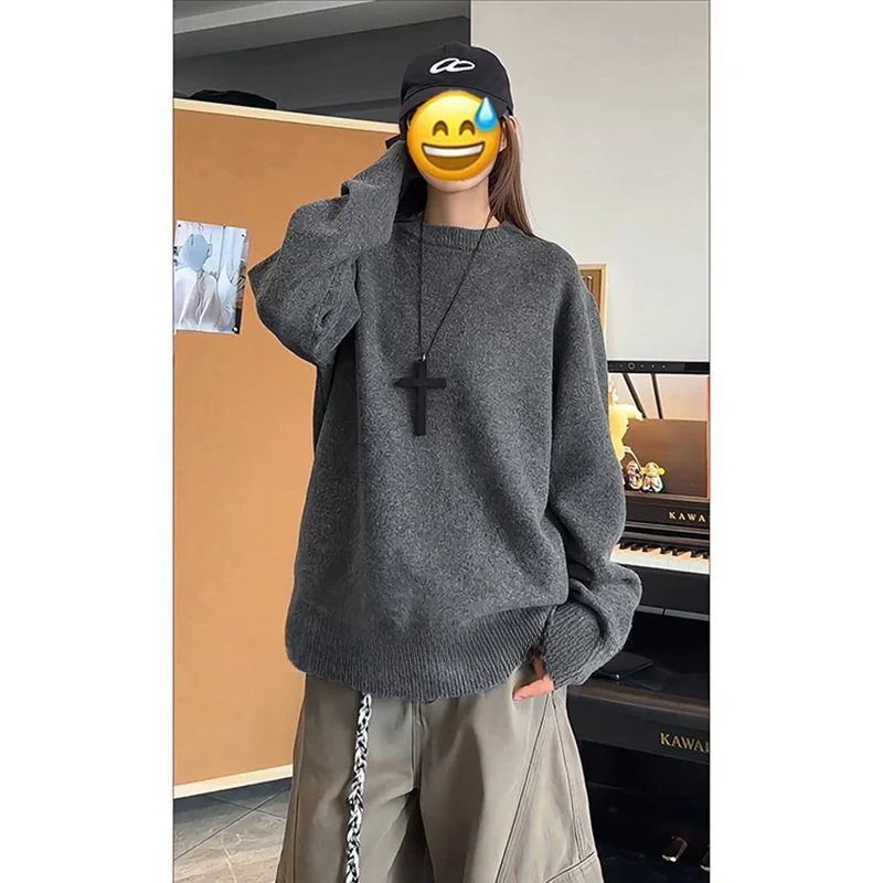 

Extra Large 300 Pou High-End Color Couple Sweaters Men's Loose Fit Knitted Long Sve Casual Sle Autumn Winter