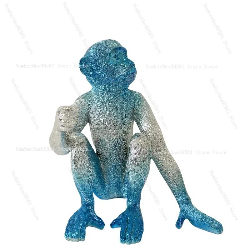 

Premium Resin Bear & Monkey Sculpture Modern Electroplated Art Decor for Living Room Trendy Desktop Display