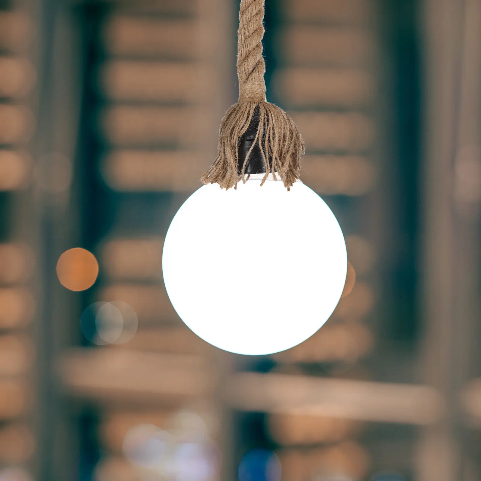Natural Hemp Rope Pendant Light 150cm Rustic Hanging Lamp Easy Install Decor for Bedroom Cafe