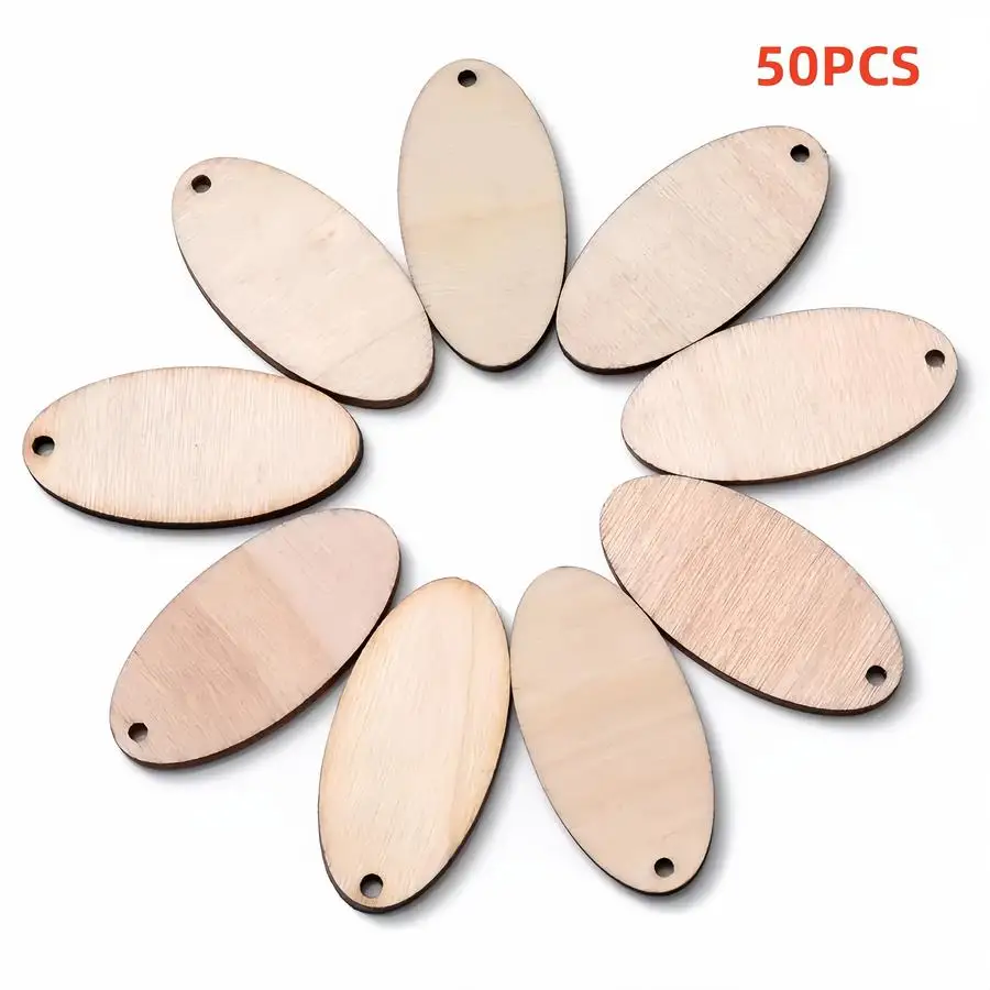 1/5/10/20/50/100pcs decorative oval wood chip pieces, handcrafted wood items, perforated designs for handcrafted gift tags Love