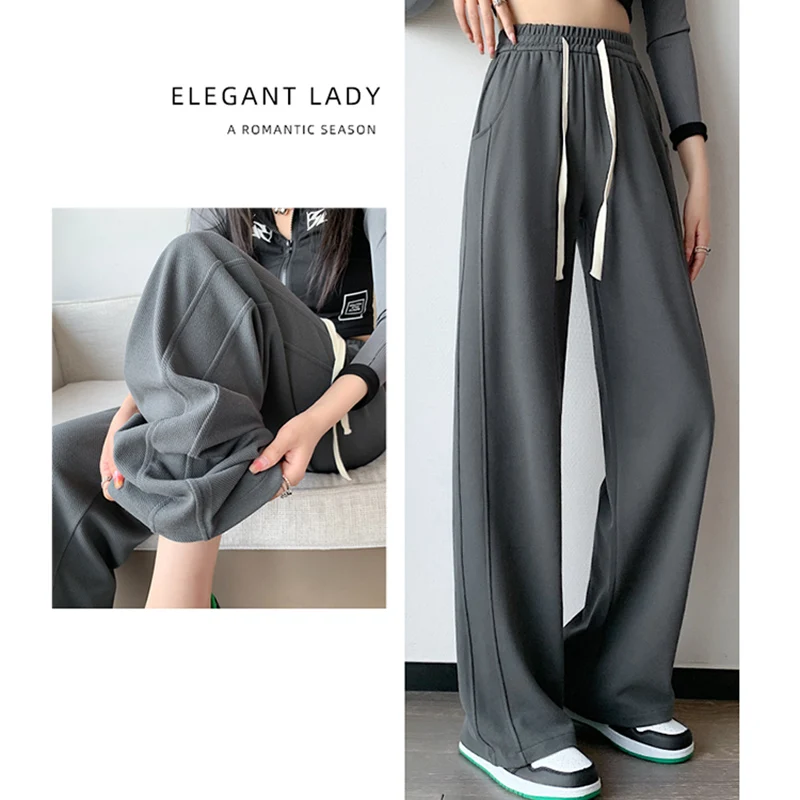 Women Fashion Colorful High Waisted Sweatpants Lady Baggy Y2k Pants Straight Leg Slacks Female Concise Sports Joggers Trousers