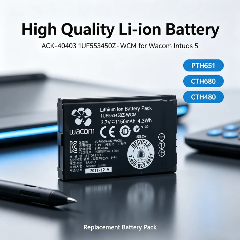 ACK-40403 Replacement Lithium Battery 3.7V 1150mAh Fit Wacom Bamboo PTH651 480 680 Graphic Tablet