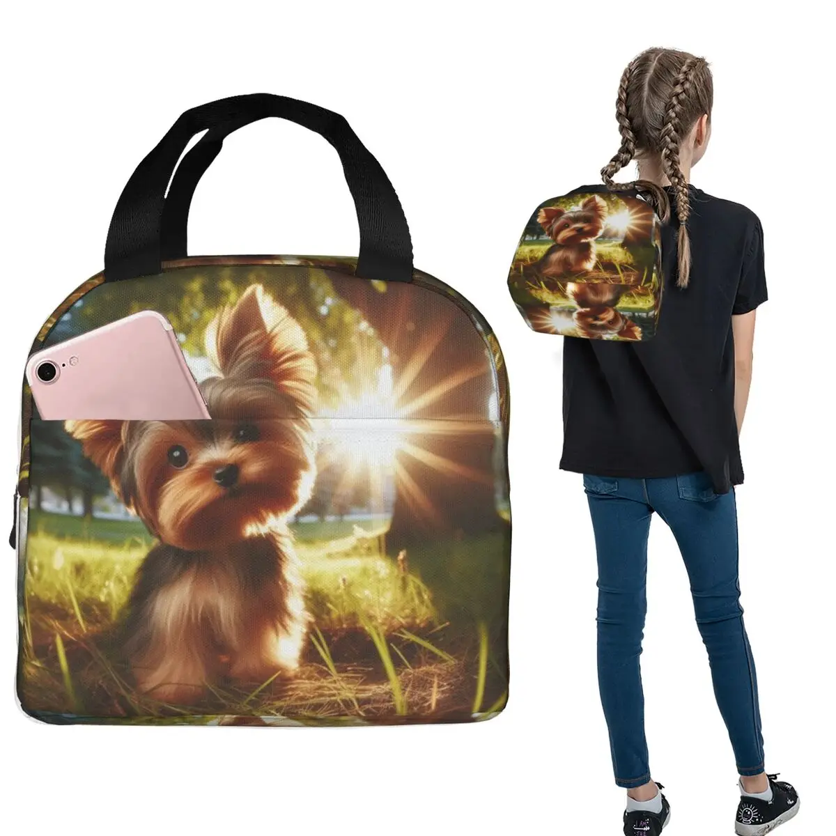 Yorkshire Terrier Dog Yorkie Lover Insulated Lunch Bag for Women Children Portable Food Boxes Thermal Lunch Box Tote