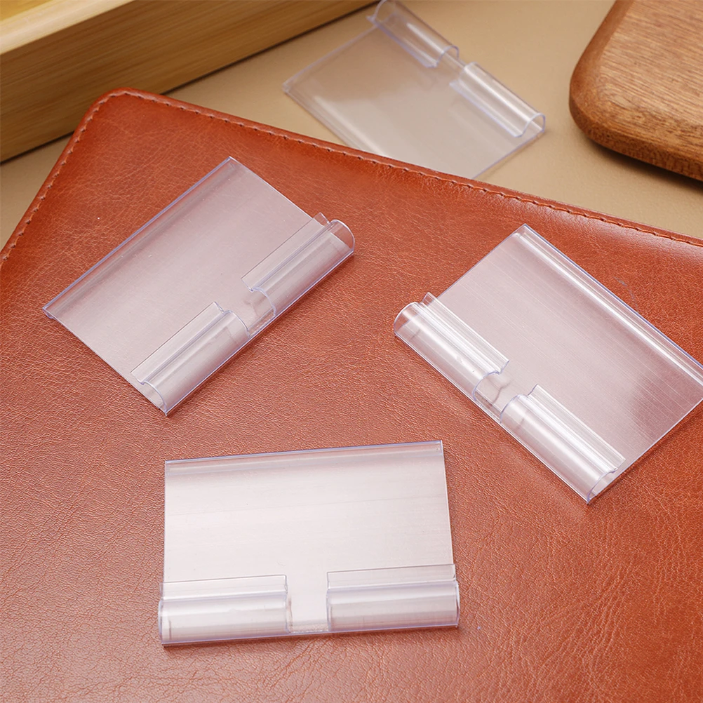 

50PCS PVC Price Tags Transparent Label Holders for Shelves Clip on Wire Rack Accessories Shelf Display Organizers