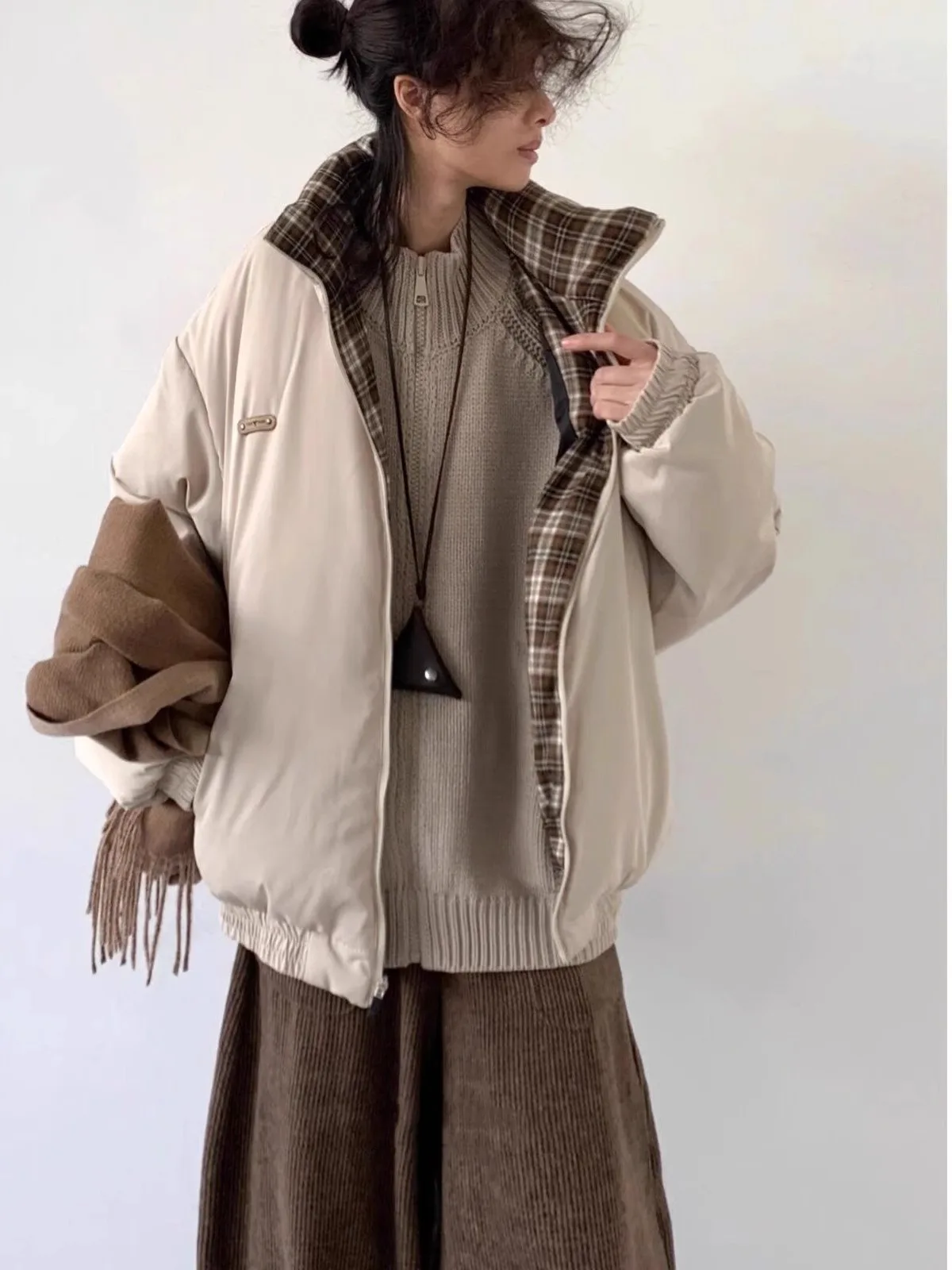 

Casual Cotton Jaet Collar Patchwork Basic Sle Men's Autumn Winter Warm Loose Fit Youth Faion Long Sve Coat