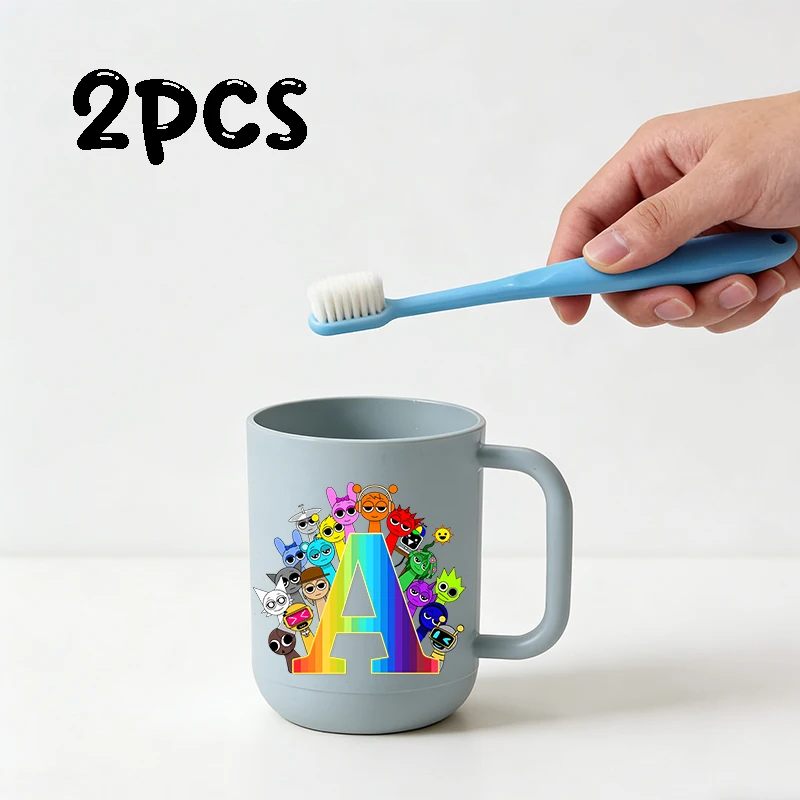 

Sprunki Teeth Cup Toothbrush 2pcs Set 26 Letter Mouthwash Cup Cartoon Cute Toothbrush Cups Woman Man Fashion Water Mug Home Gift
