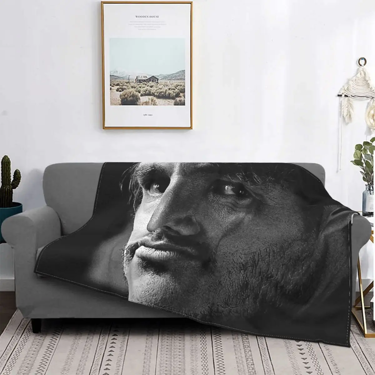 Meilleur Acteur De Groupe Blanket Flannel All Season Super Warm Plaid Pedro Pascal The Face Throw Blankets For home Plush Quilt