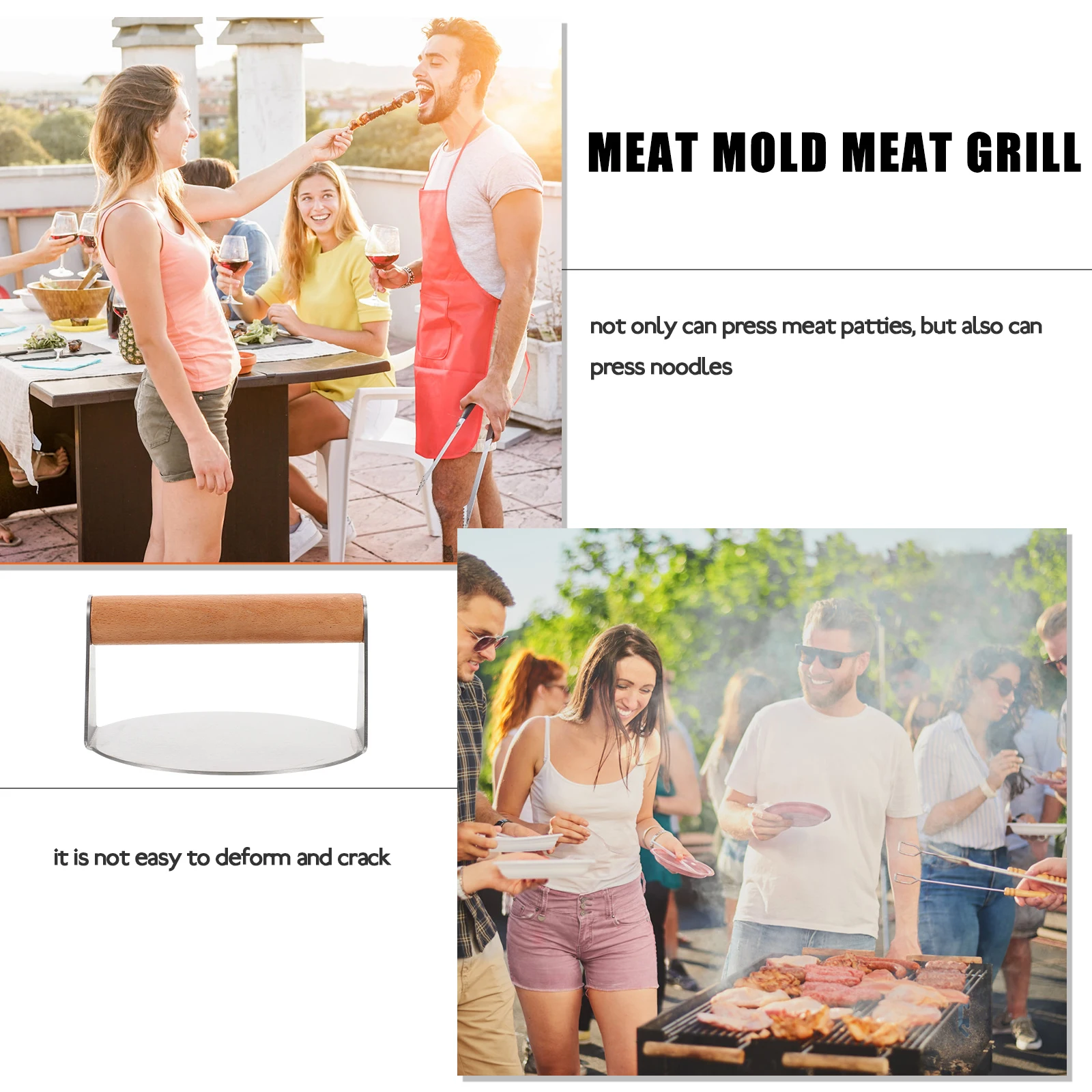 

1pc Meat Presser Durable Non-Stick Burger Pressing Tool For Noodle Kitchen Gadget Steak Mold Cooking Accessory