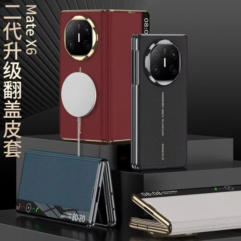 Etui na telefon Huawei Mate X6 z magnetycznym ładowaniem bezprzewodowym, gładkie etui ochronne z platerowaną ramką obiektywu, pełne pokrycie Mate X6. — zdjęcie produktu 2