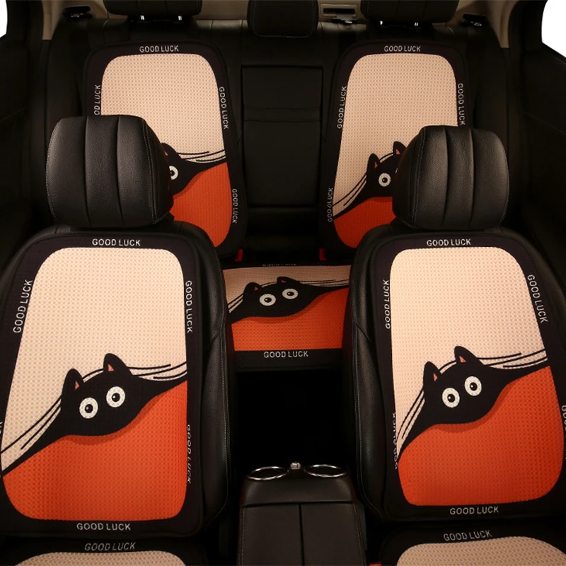 New Breathable Cartoon Car Seat Cushion Non-slip Seat Protector Four-season Universal Fashion Auto Interior Accessorie Men Women