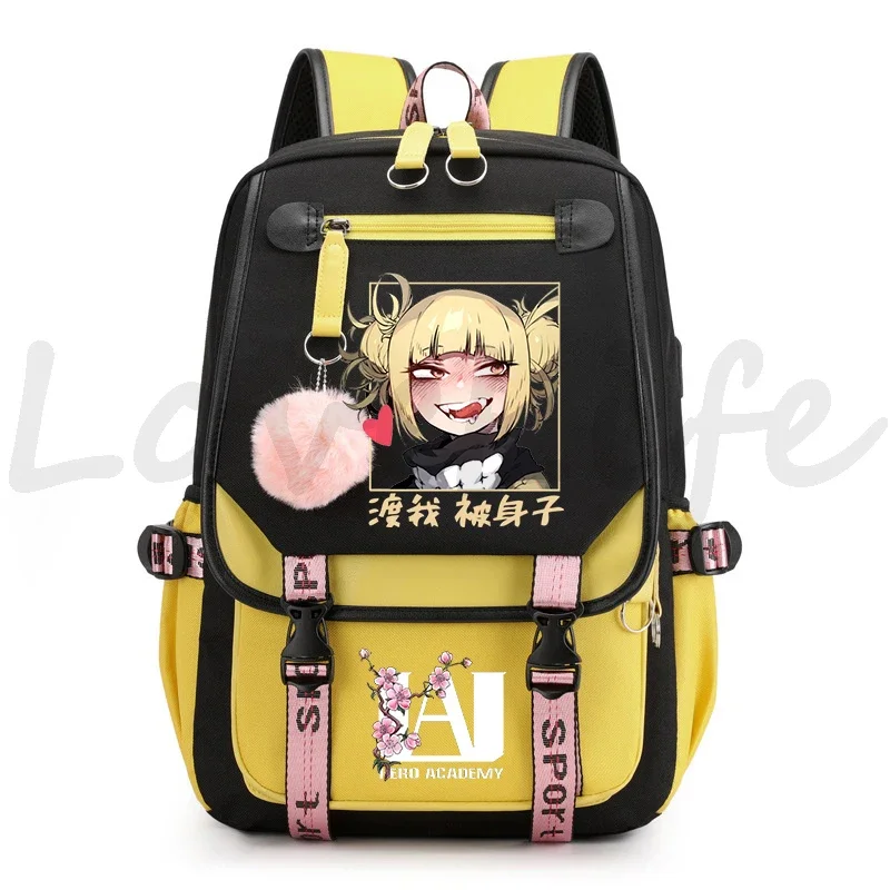 Mochila de Anime Boku no Hero Academia Toga Himiko para niñas, bolsa de libros Kawaii, mochila de viaje impermeable, bolsa escolar de alta calidad para mujeres