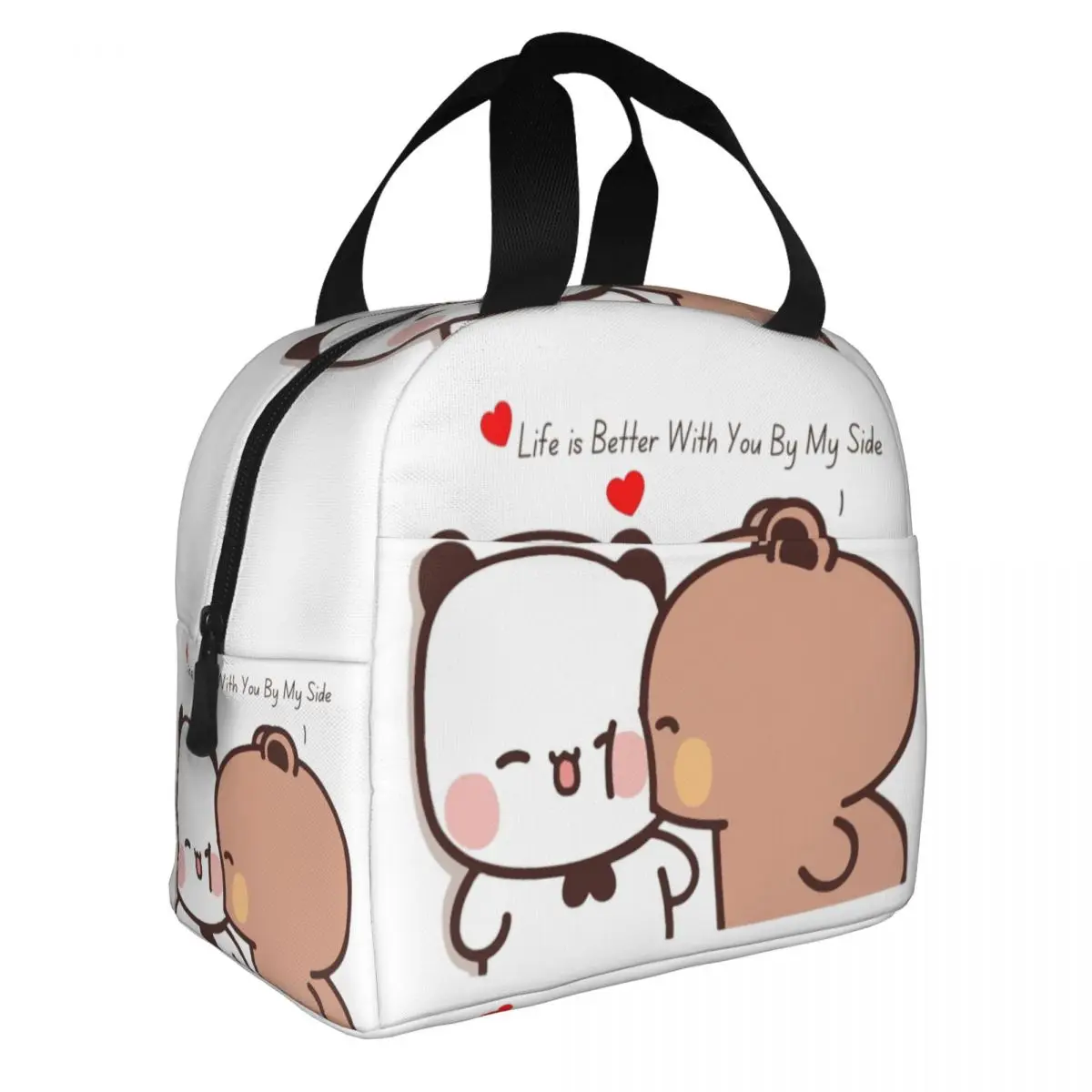 Panda Bear And Brownie True Love Bubu Dudu Couple Resuable Lunch Boxes Women Waterproof Cooler Thermal Food Insulated Lunch Bag
