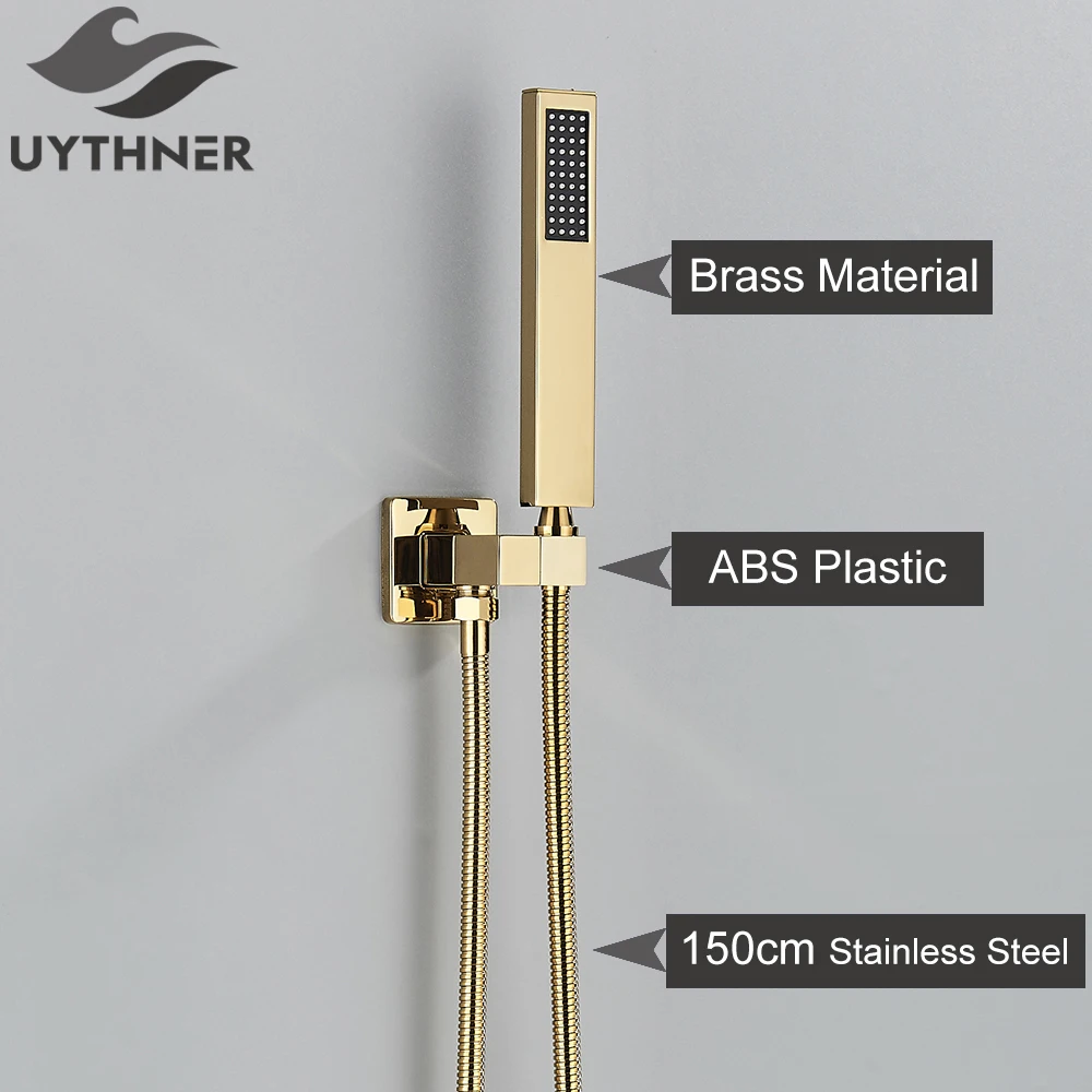 Uythner Handdouchekop 150 cm roestvrijstalen doucheslang Douchekraan Sproeikop Wandmontage Kraanaccessoires