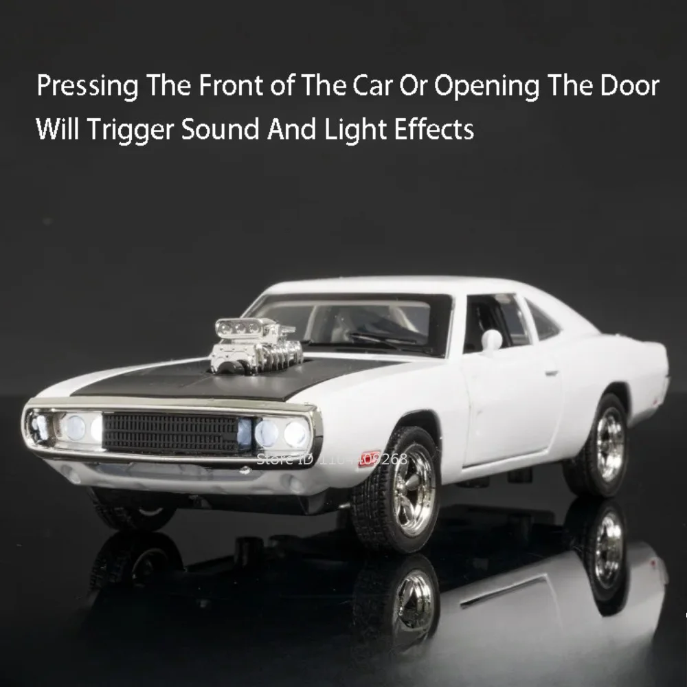 1:32 Scale Charger 1970 Model Police Car Toy Sound Light Metal Body Rubber Tires Sports Cars Models Simulated Sedan Holiday Gift view 4