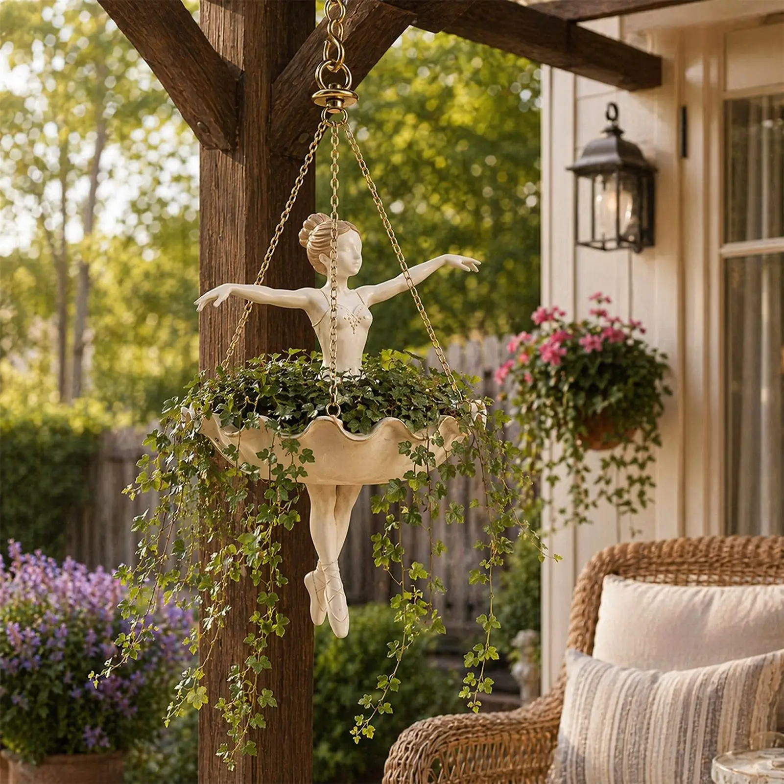 Flower Pot Resin Houseplants Container Ornament Swinging Plants Growing Pot for Living Room Dining Room Balcony Cafe Apartment