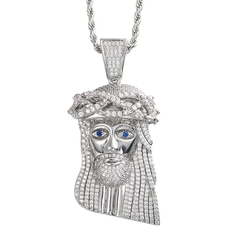 

Hip Hop 3A+ CZ Stone Paved Bling Iced Out Big JESUS PIECE Pendants Necklaces for Men Rapper Jewelry Gold Silver Color