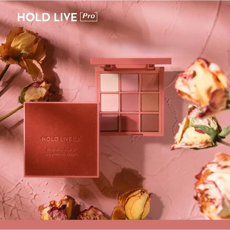 HOLD LIVE 9-Color Eyeshadow Palette Red Velvet  Eye Shadow Pearlescent Matte Shimmer Long-lasting Waterproof Makeup Cosemtics