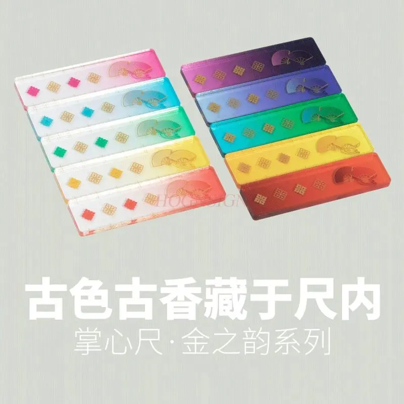5pcs/set Palm ruler, mini ruler, colorful semi transparent hand account, mini ruler