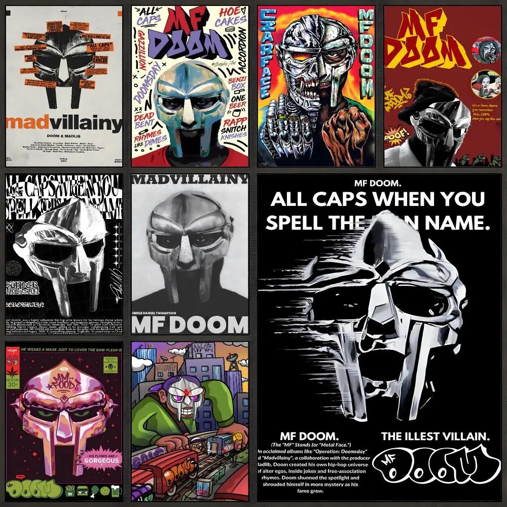 Rapper MF DOOM Madvillainy Hip Hop Poster Peel And Stick Wall Art PP Waterproof HD Bedroom Living Room Home Decor Gift