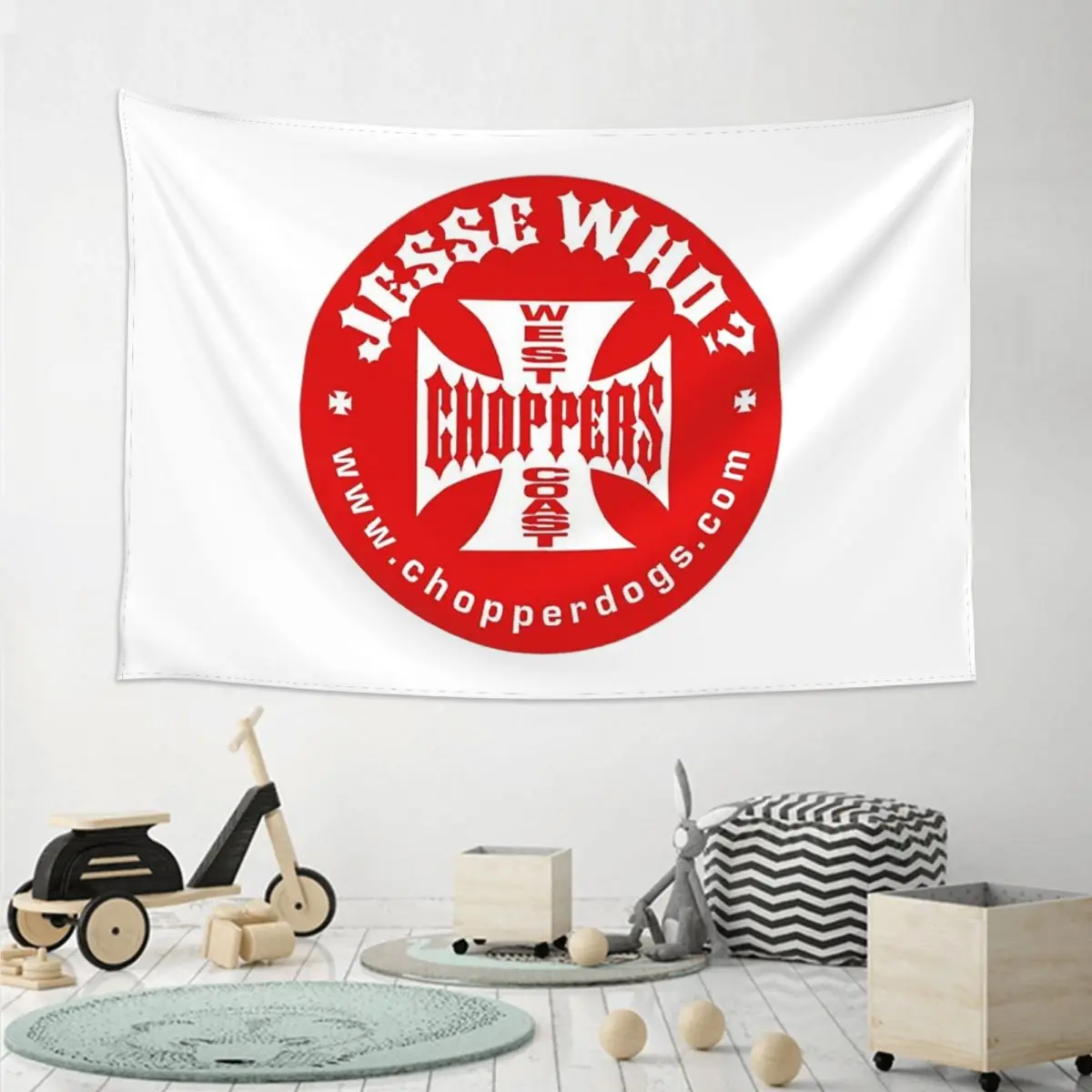 Personalized West Coast Iron Cross Choppers Tapestry Funny Wall Hanging Aesthetic Home Decor Tapestries for Bedroom Dorm Room