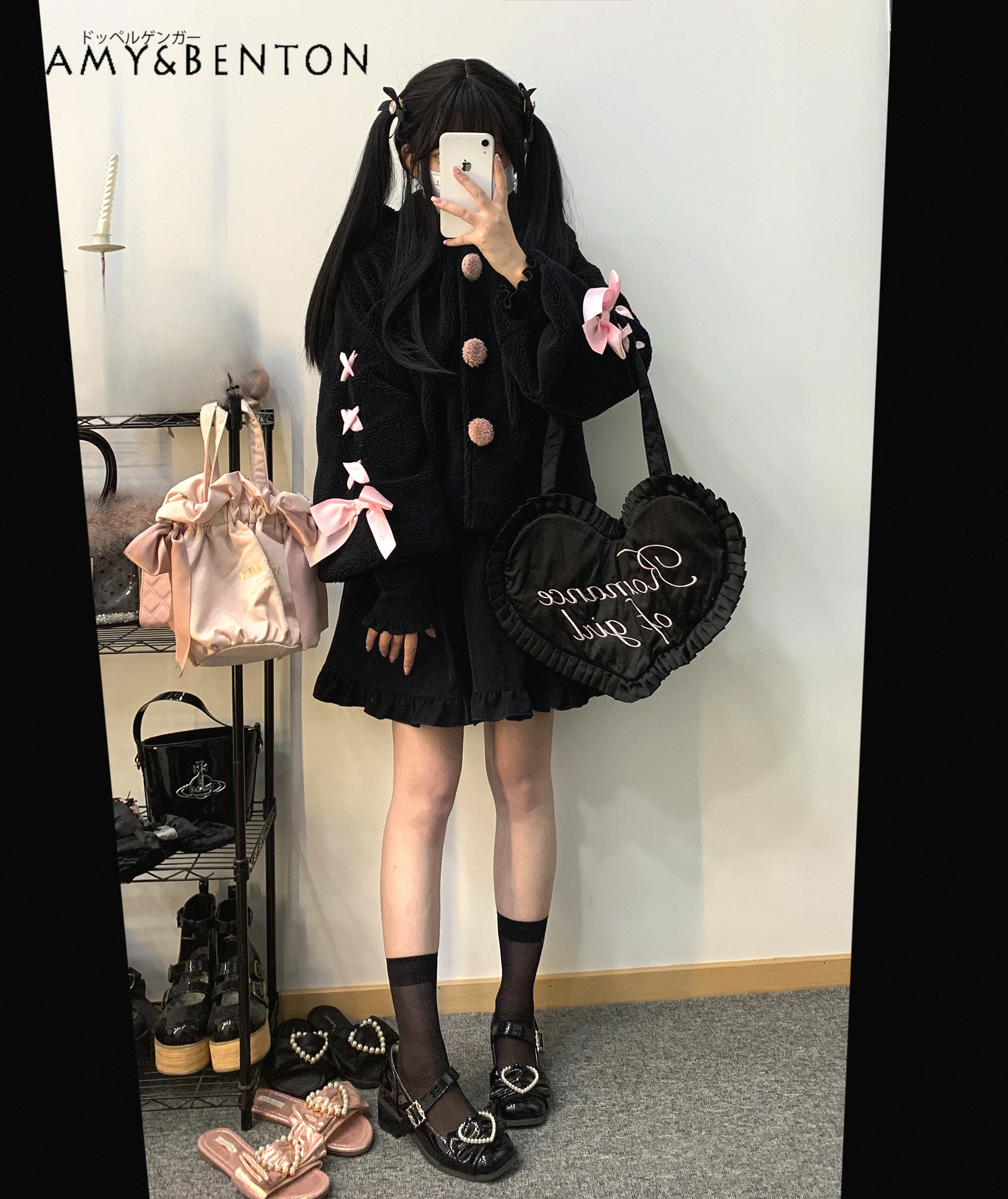 Lolita Süße Mantel Japanische Niedlichen Kaninchen Ohr Knopf Spitze-up Bogen Winter Kleidung Frauen Mine Plüsch Lose Jacke Kawaii jk Mäntel