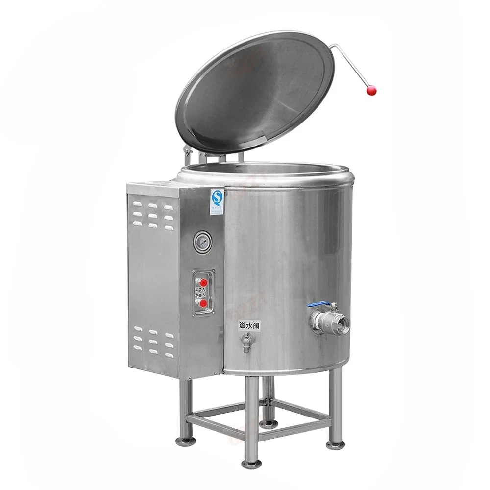 60L - 600liter Large Capacity Water Double Jacketed Boiling Pot Commercial Kitchen Electric Soup Kettle Jacketed Boiling Pan
