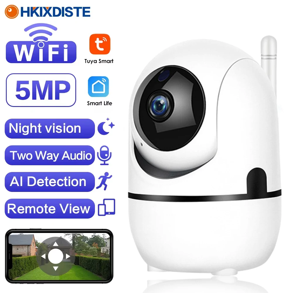 

5MP Wireless IP Surveillance Camera Tuya Smart Home Indoor WiFi Camera with AI Detect Automatic Tracking Baby Monitor Security