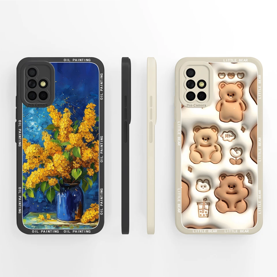 Cases For Samsung Galaxy A71 4G Beautiful Flower Cat Shockproof Anti-Fingerprint Fall Prevention Shell For Samsung A71 Funda