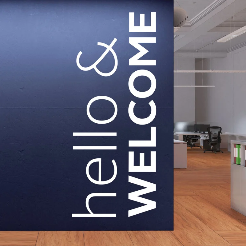 Hello & Welcome Quotes Wall Sticker Vinyl Art Design Interior Decor Office Classroom Decals Door Texts Murals Customizable Q002