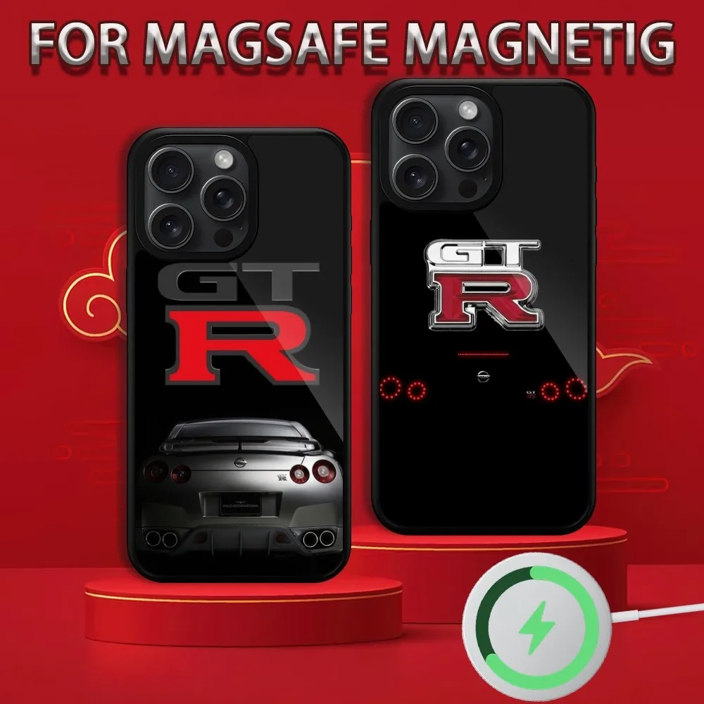 JDM G-GTR Luxury R-35 Car  Phone Case For iPhone 15 14 13 12 11 Pro Max Plus Magsafe Magnetic Wireless Charging Cover