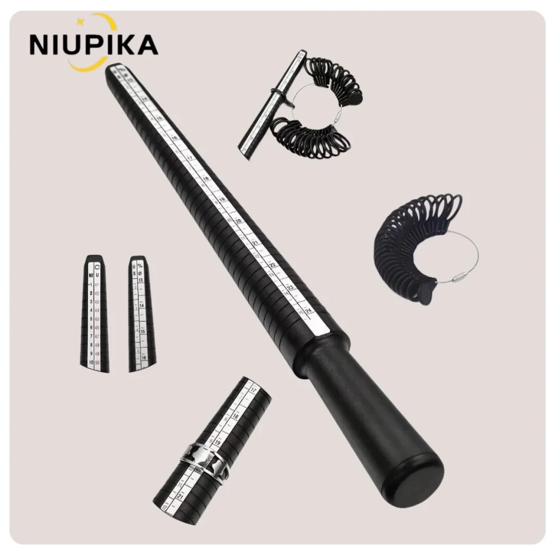 NIUPIKA Adjustable Ring Sizer Gauge Kit Measure Finger Size Easily US 2-15/UK D-Z+5/EU 41-76 Plastic Ring Size Finder Tool