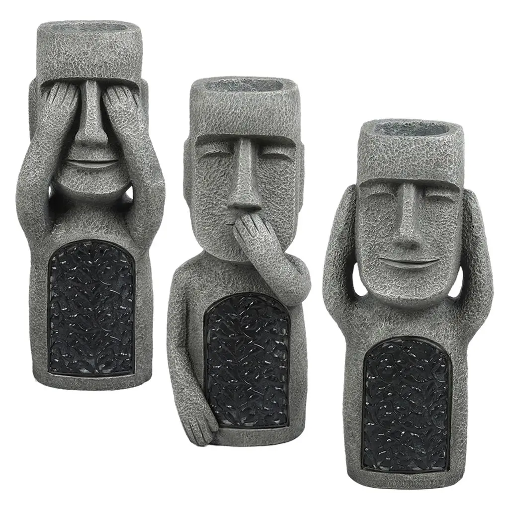 Durable Polyresin Art Easter Island Statue Funny Moai Monolith Sculpture