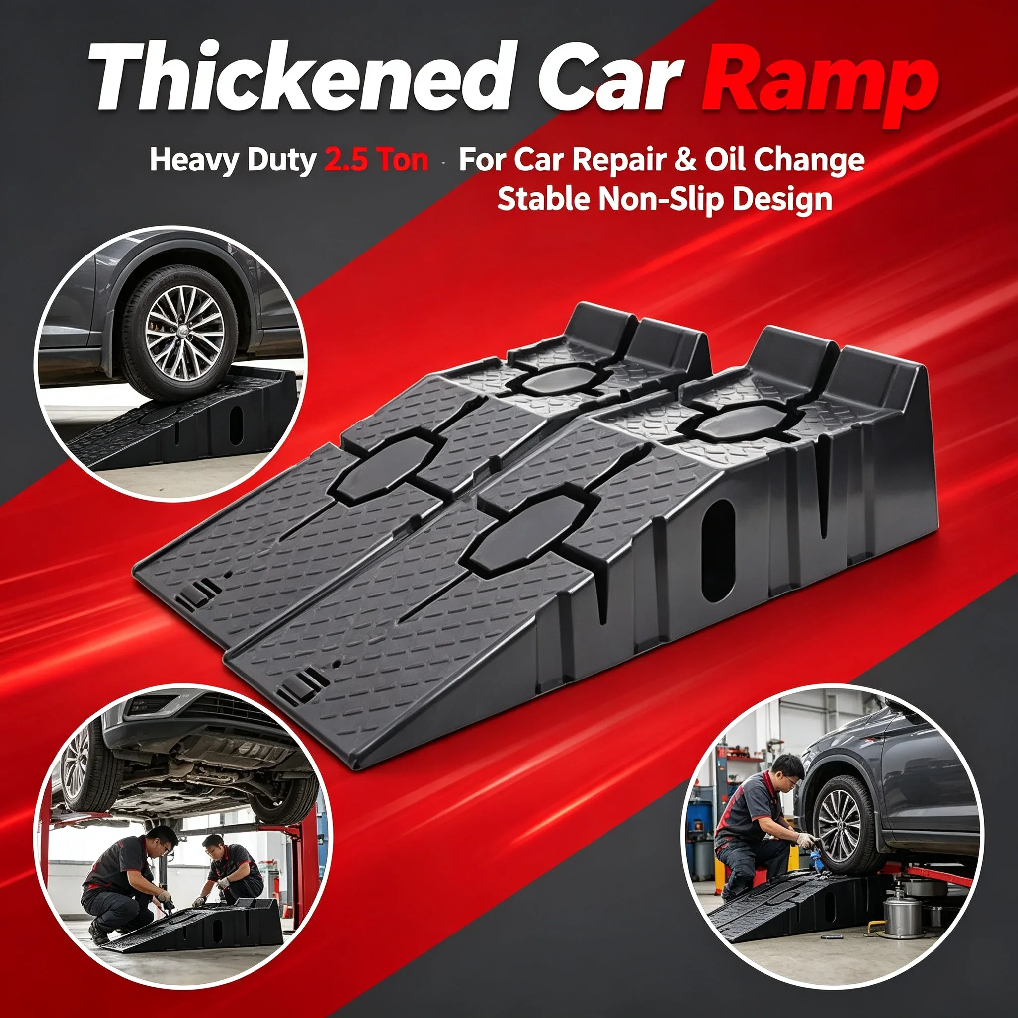 Antiskid Heavy Duty Car Ramps, Auto Oil Changing Slope Bracket, Vehicle Repair Maintenance Lift Tools WORLDKPI