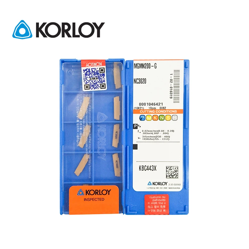 10pcs KORLOY 100% Original MGMN200-G NC3020 NC3030 NC3120 PC5300 PC9030 HO1 Multi Grooving Face Grooving Carbide Turning Inserts