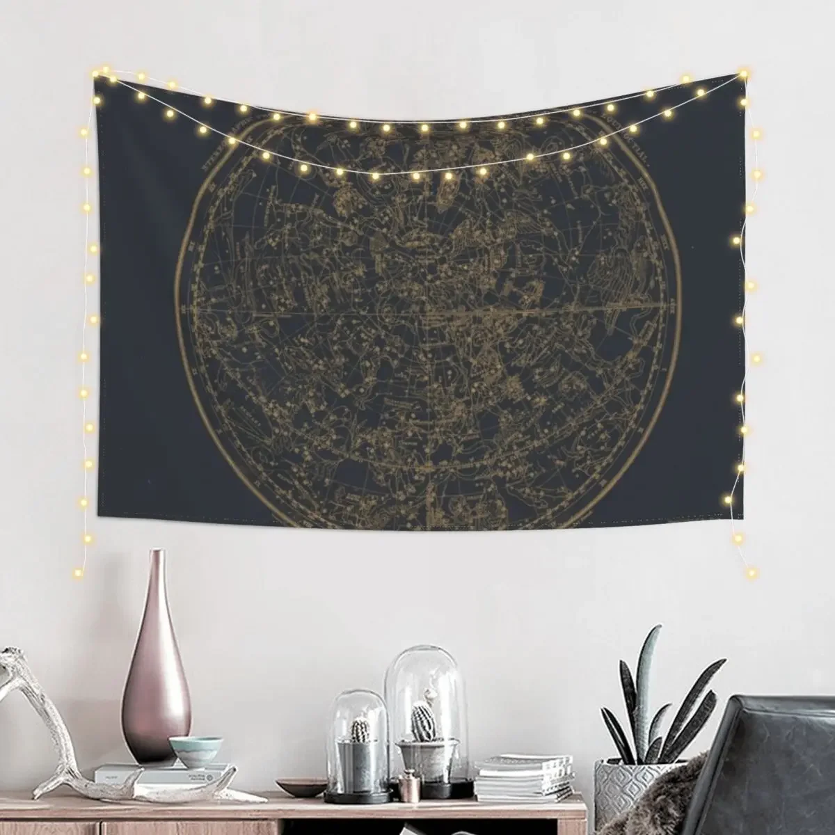 Constellations of the Northern Hemisphere | Vintage Black and Amber Tapestry Bathroom Decor Home Decorations Aesthetic Tapestry