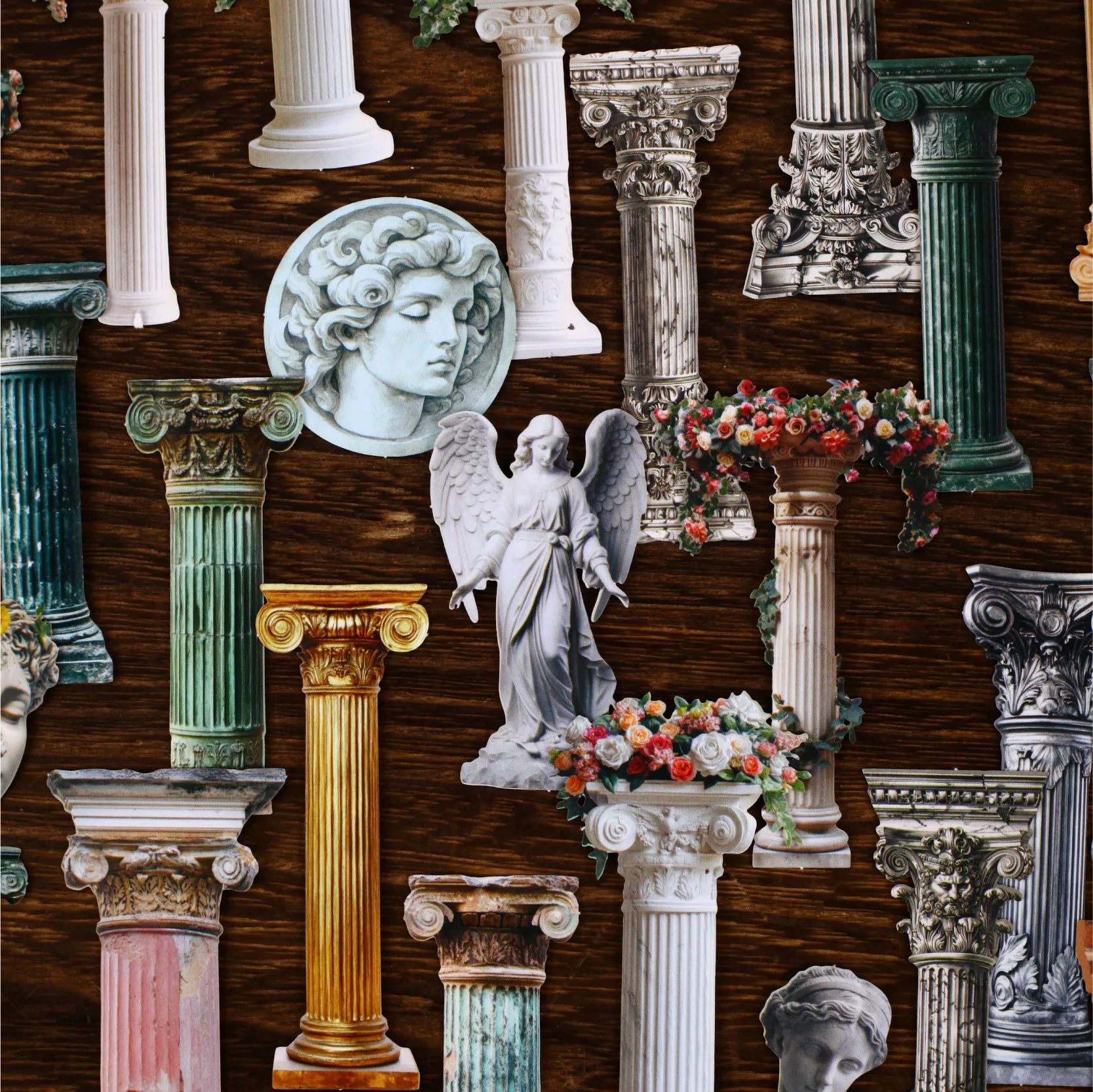 10sheets/lot Kawaii Stationery Stickers Roman column Junk Journal Paper stickers Planner Decorative stickers