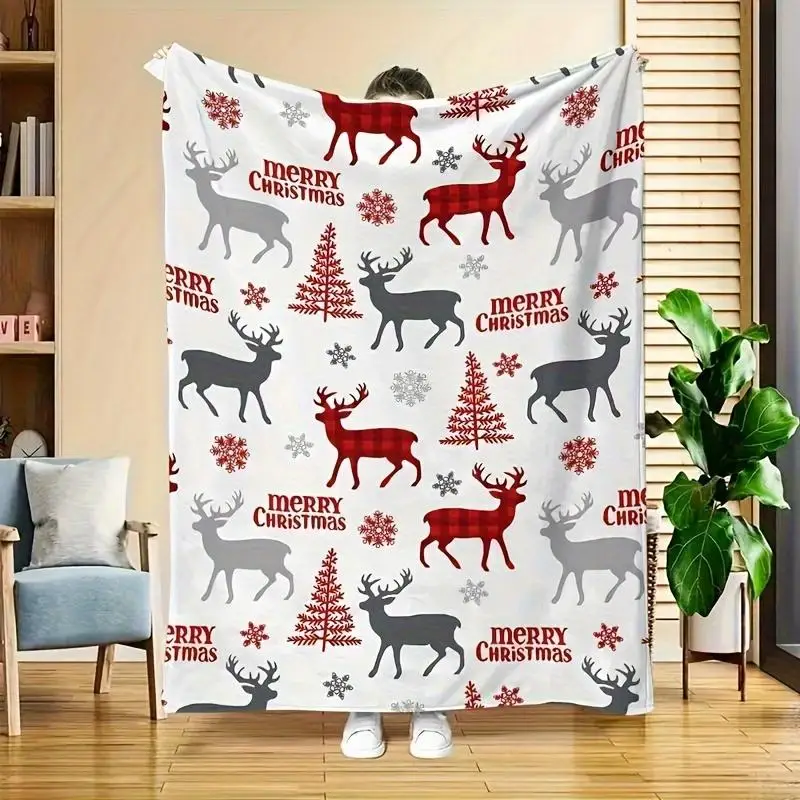 

Cozy Christmas-Themed Digital Print Throw Blanket - Soft, Warm & Versatile For Couch, Bed, Camping, Perfect Holiday Gift