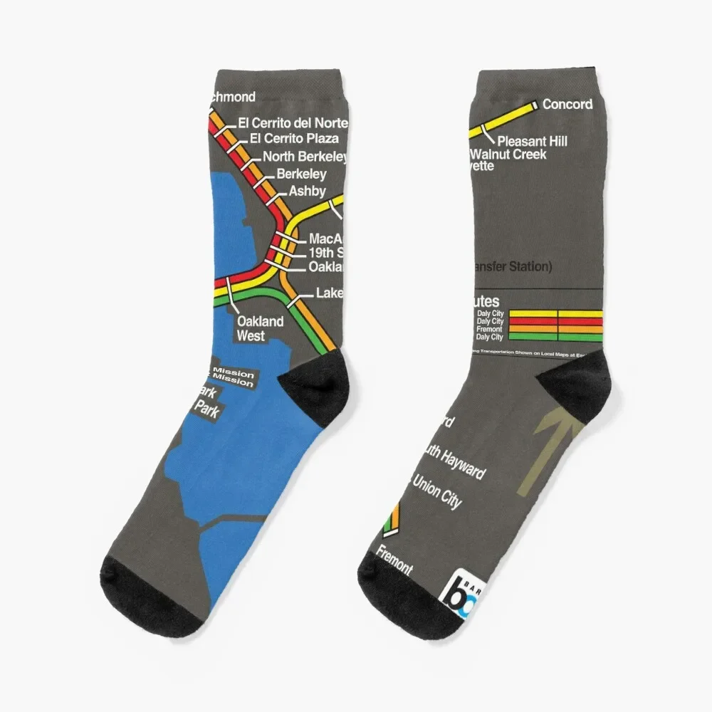 Retro Bay Area Rapid Transit Map Socks custom winter thermal Socks Woman Men's