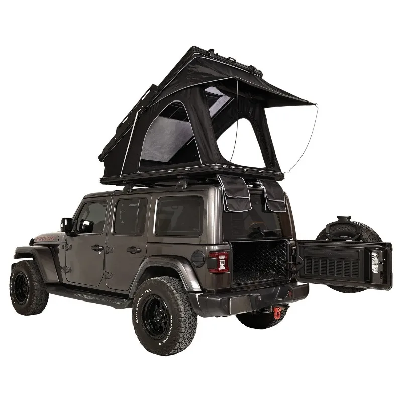 Aluminum alloy triangular roof tent automatic folding and lifting hard top outdoor car tent