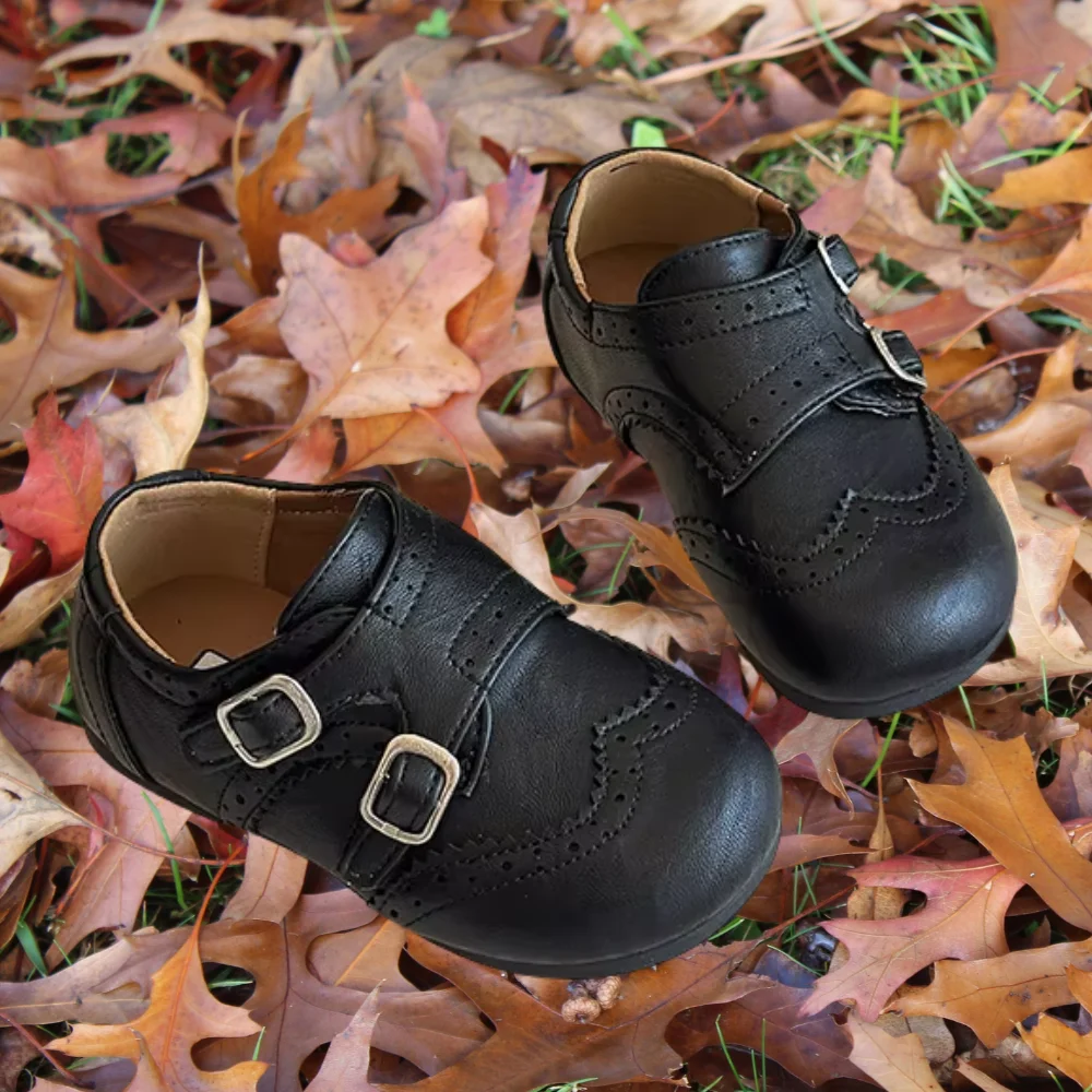 Preppy Style Leather Shoes for Girls 2026 New Autumn Toddler Dress Shoes with Double Buckle Simple Retro Kids Mary Jane Flats