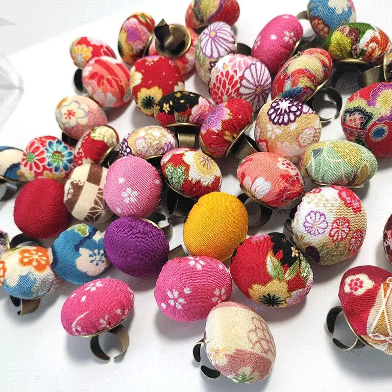 Floral Pattern Adjustable Ring Pin Cushions Quilters And Crafters Finger Pincushion DIY Sewing Accessories Random Color