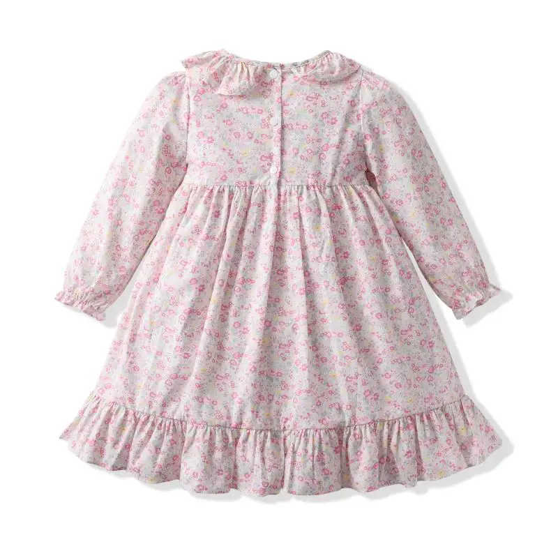 2025 Flower Baby Girl Smocking Dress Children Sailboat Embroidery Puff Sleeve Dresses Girls Charlotte Princess Smocked Clothes