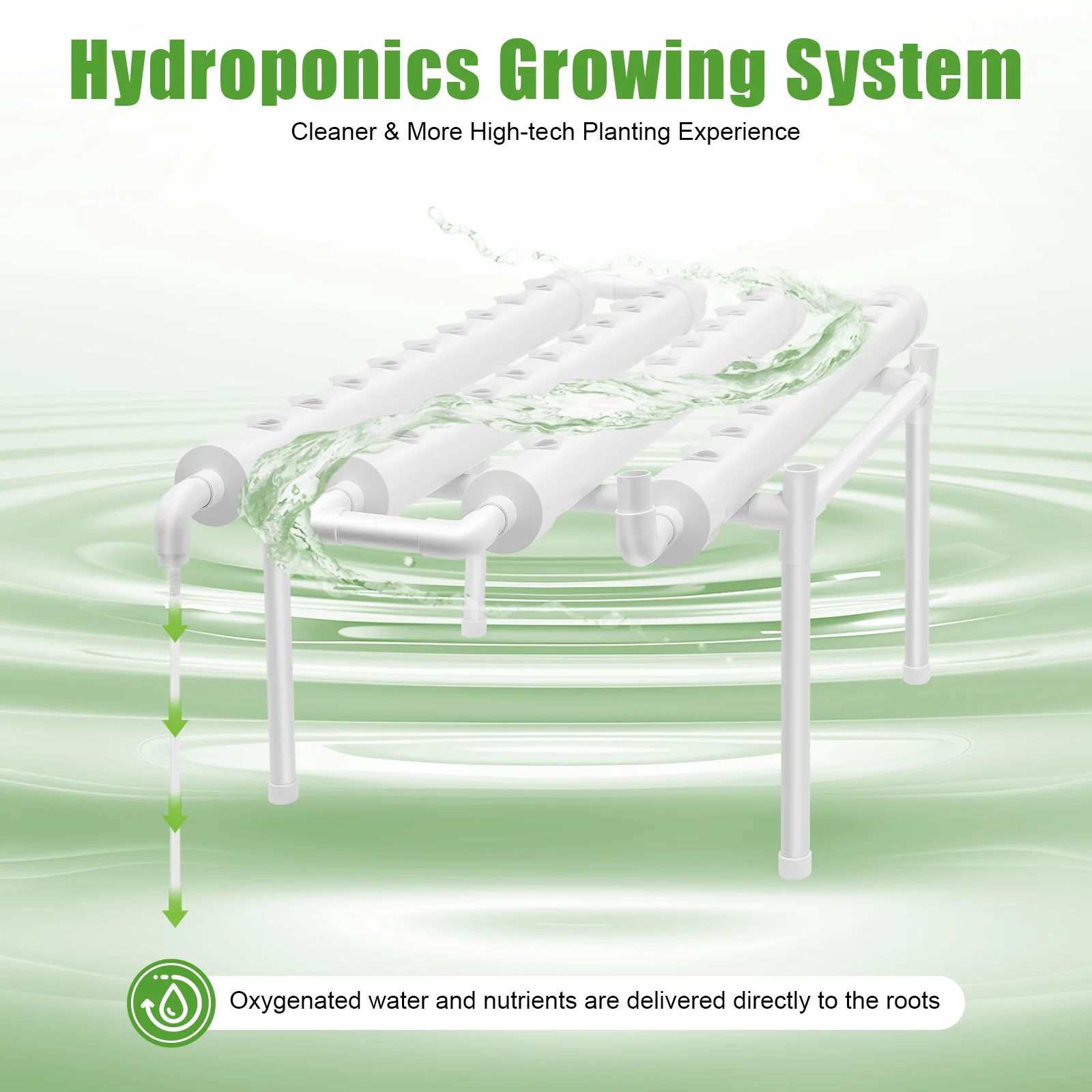 Hydroponic Grow Kit Soilless Cultivation Accessory 36 Planting Baskets&Planting Sponge W/Water Pump&4 Pipes for Home Garden