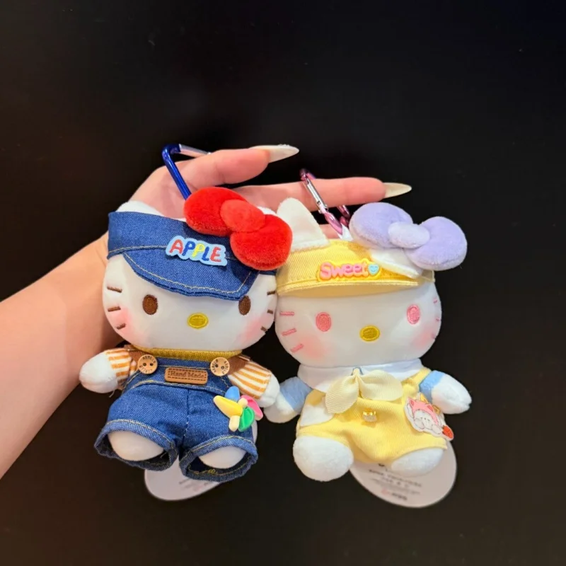 Nova combinação artesanal de chaveiro de pelúcia de gato Kitty, boneca de mochila de menina fofa - ideia de presente perfeita