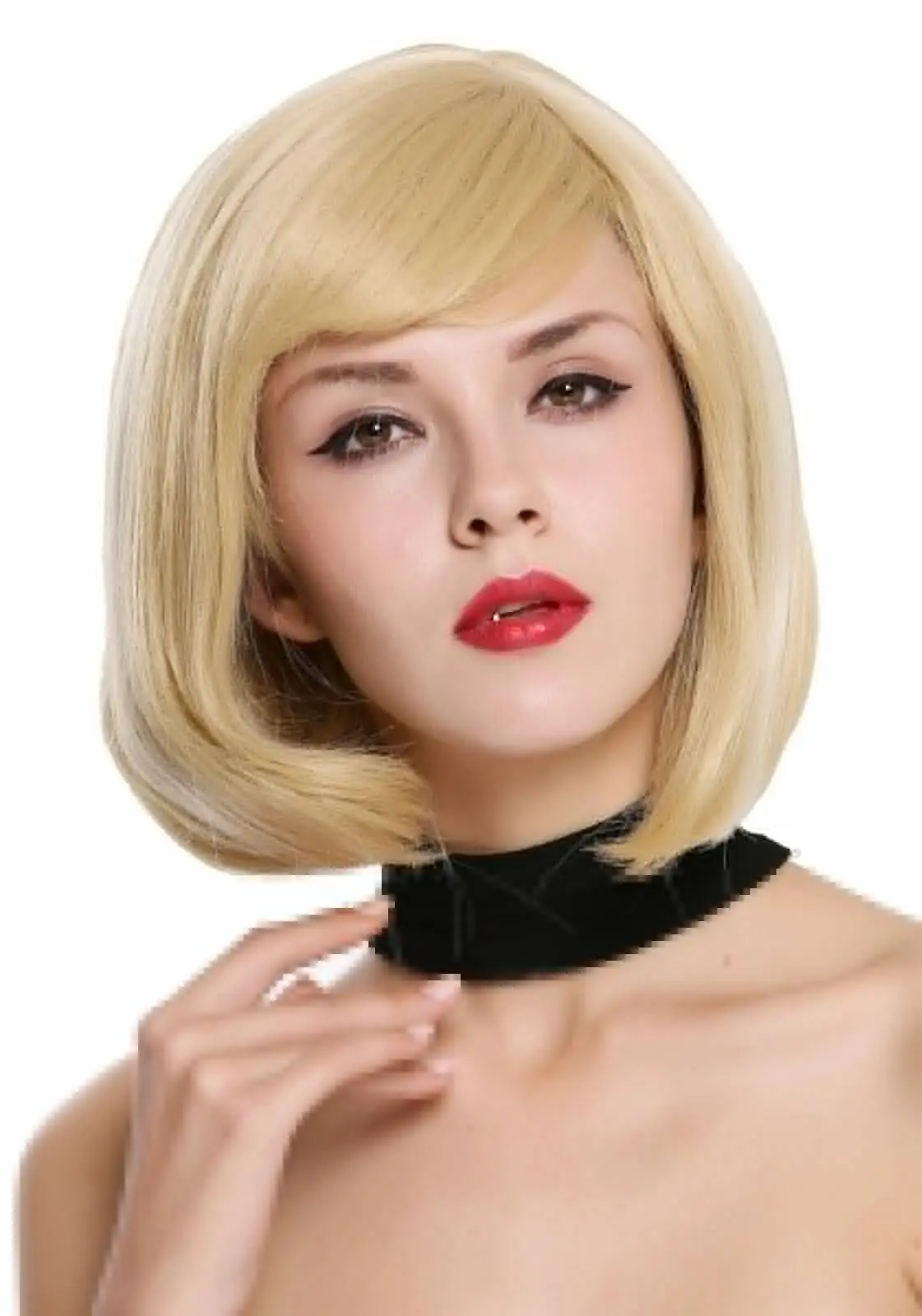 

Women's Short Bob Parting Blonde Platinum Highlights Synthetic