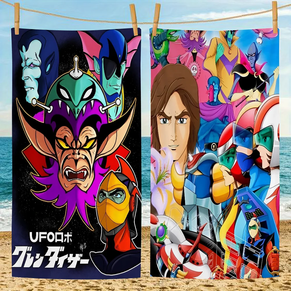 

Ufo Robot Goldrake Anime Beach Towel Colorful Bath Towels For Girl Microfiber Quick Dry Custom Sand Free Beach Yoga Spa Gym Pool