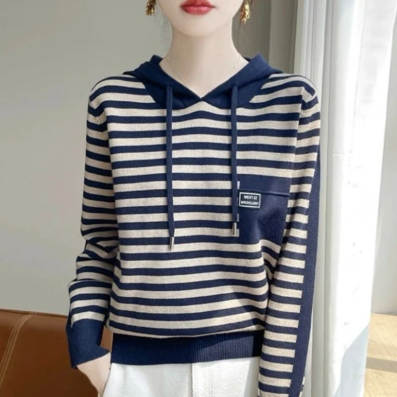Hoodies Sweatshirt voor Vrouwen Slanke Truien Harajuku Mode Y2k Japanse Streetwear Koreaanse Bijpassende Gestreepte Vrouw Capuchon Tops