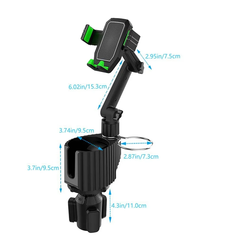 

DELAM-1 Piece Car Cup And Phone Holder - 3-In-1 Car Cup & Phone Holder Black-Green Plastic Multi-Function Car Cup And Phone Hold